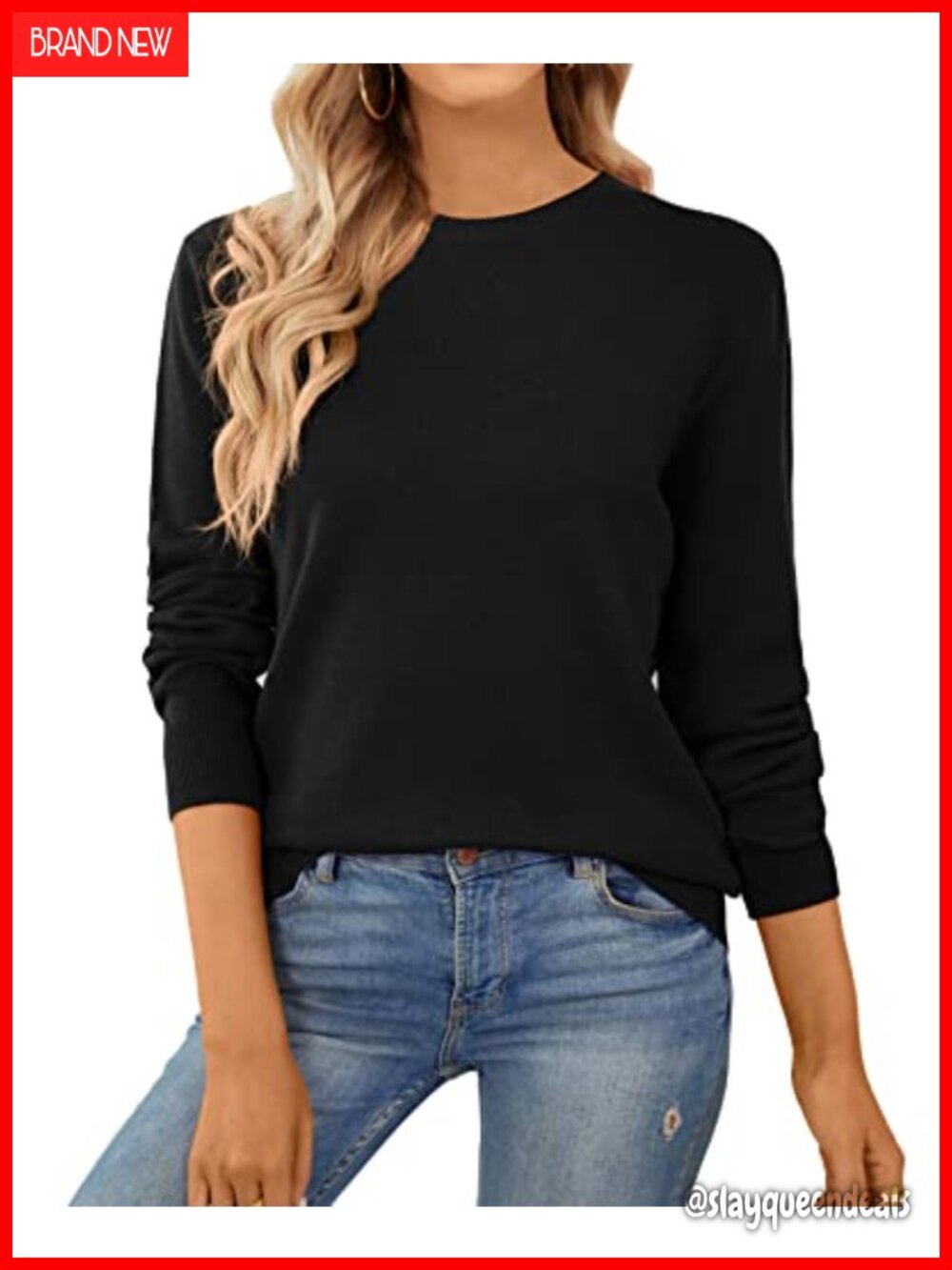 100% Cotton Lightweight Long Sleeve Crewneck Pullover Sweater